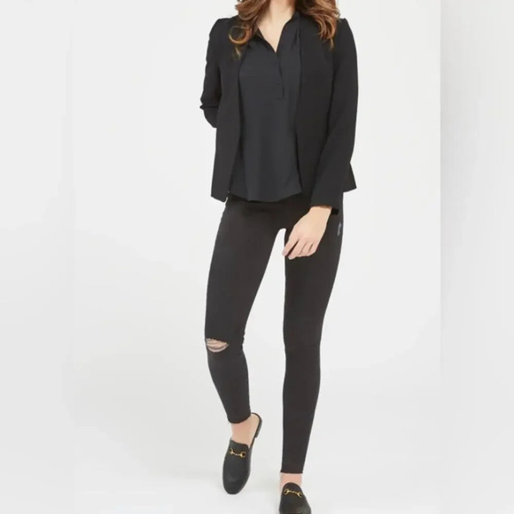 Spanx Vintage Distressed Ankle Skinny Jeans Black Size Medium - Picture 4 of 10